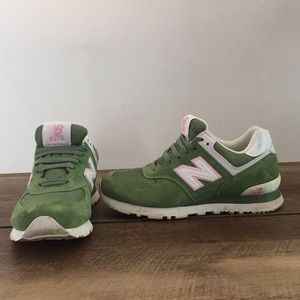 Green and pink suede NB 574